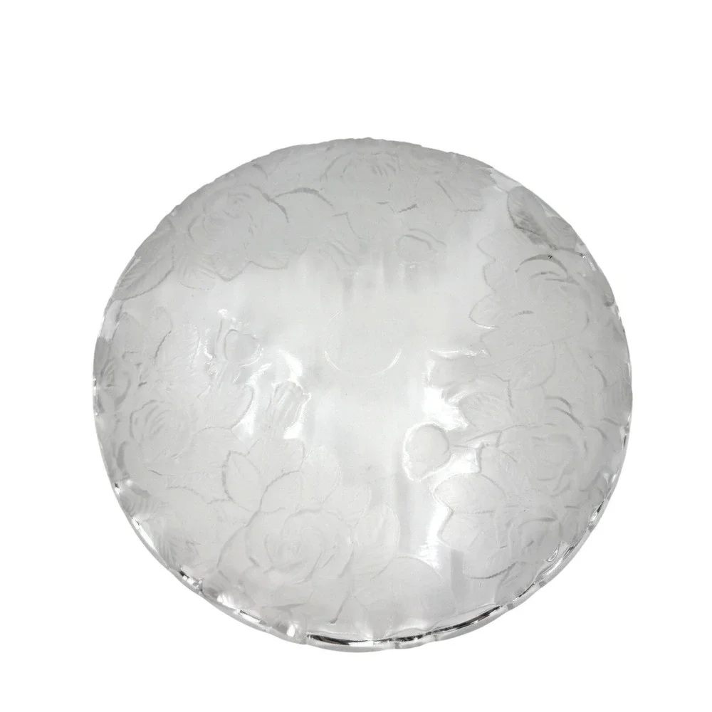 Home Beautiful Crystal Japan Frosted Rose Scalloped Round‎ Platter Serving Tray